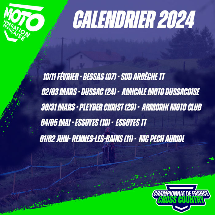 CALENDRIER 2024 - Cross Country France